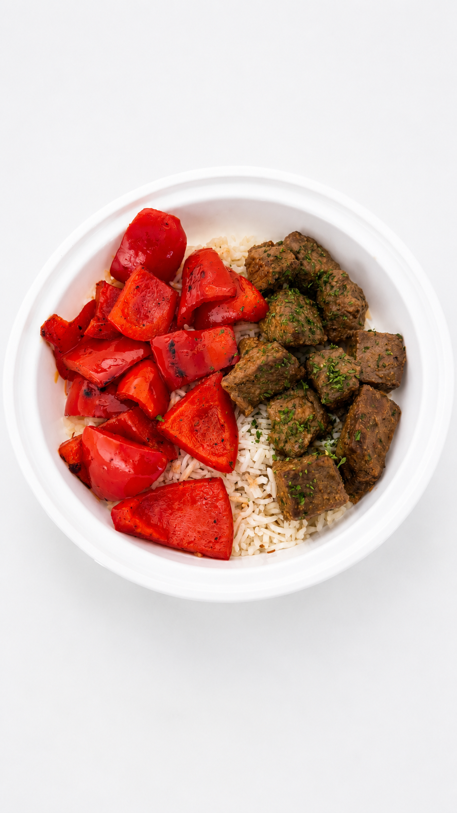 Garlic Steak w/ Rice & Feature Vegetables